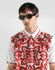 Majolica-print Polo Shirt In Silk