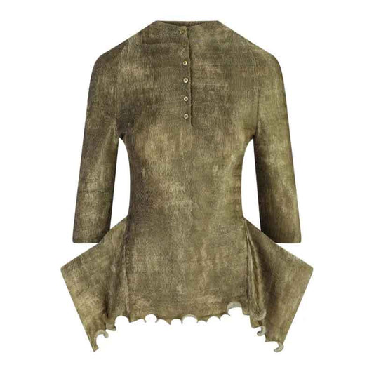 Green Printed Pleated Jumper