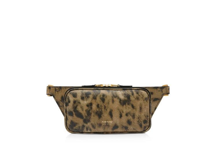Distressed Leopard Print Small Zip Belt Bag
