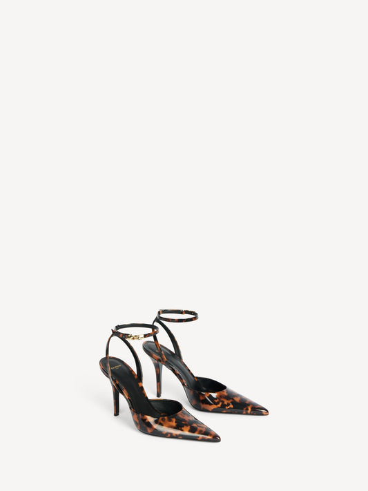 Printed Patent Leather Strappy Pumps