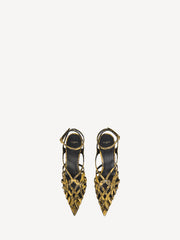 Python-effect Leather Cage Sandals
