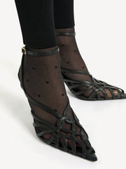 Smooth Leather Cage Sandals
