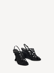 Wedge Cage Sandals In Suede