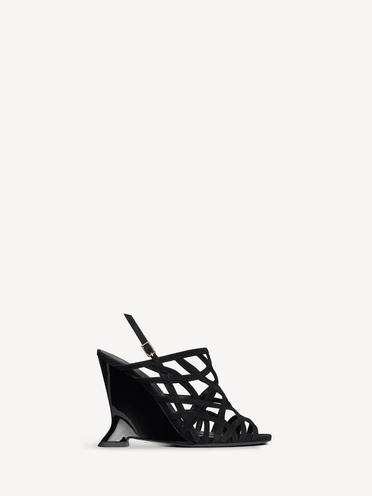 Wedge Cage Sandals In Suede