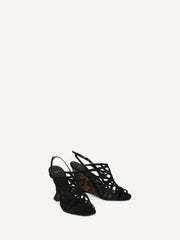 Wedge Cage Sandals In Suede