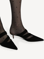 Velvet And Printed Patent Leather Mules