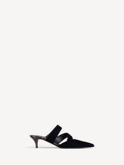 Velvet And Printed Patent Leather Mules