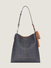 Medium Belted Hobo Bag In Denim