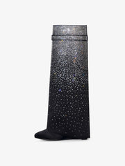 Shark Lock boots in satin with strass