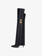 Shark Lock Stiletto over-the-knee boots in leather