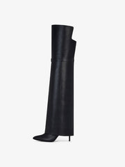 Shark Lock Stiletto over-the-knee boots in leather