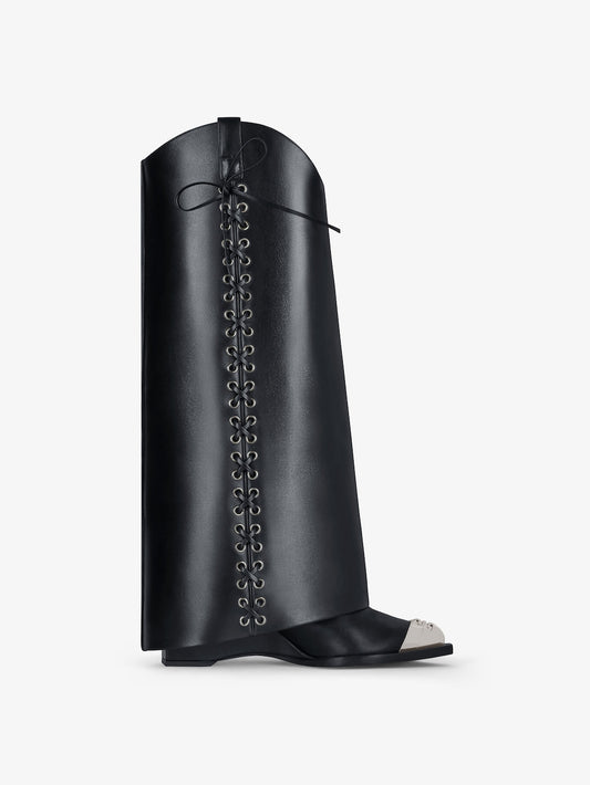 Shark Lock Cowboy boots in corset style leather
