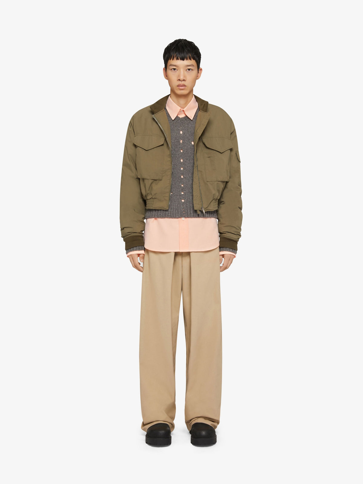 Cropped bomber jacket in cotton
