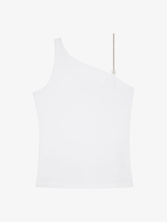 Asymmetric top in cotton with chain detail