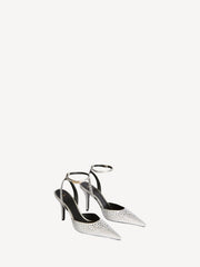 Strappy Satin Pumps With Crystals