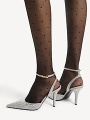 Strappy Satin Pumps With Crystals