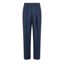 Wool Silk Linen Hopsack Stripe Double Pleat Pant