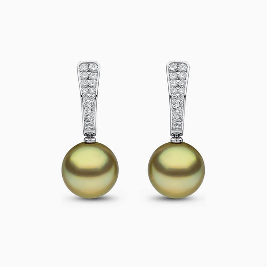 Jazz 18K Gold Pistachio Tahitian Pearl and Diamond Earrings