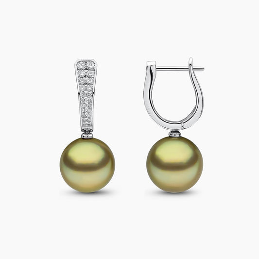 Jazz 18K Gold Pistachio Tahitian Pearl and Diamond Earrings
