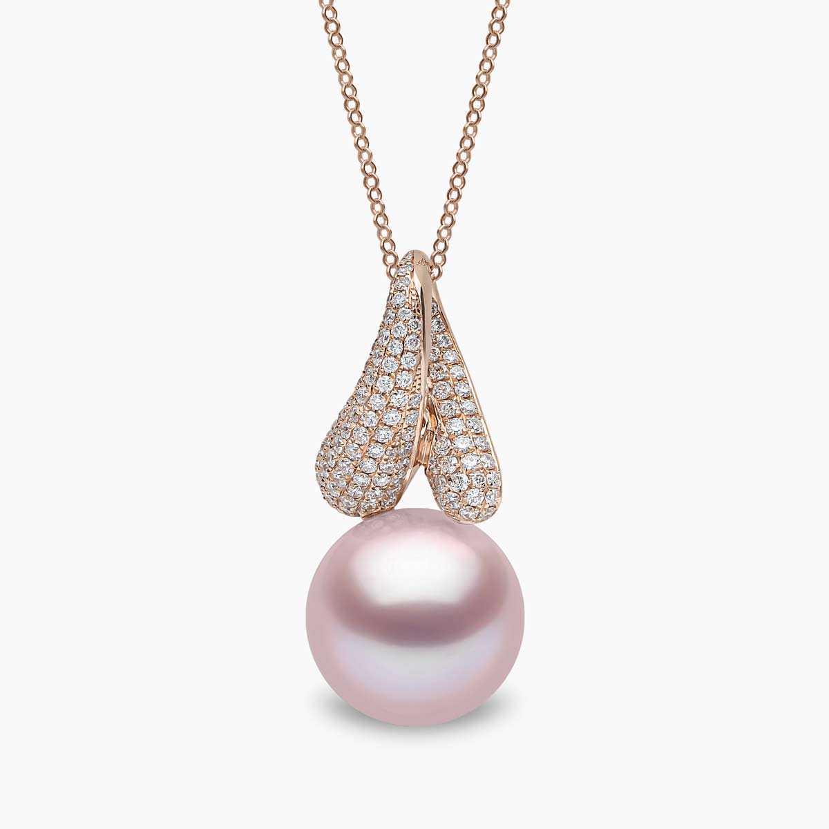 Jazz 18K Gold Pearl and Diamond Twist Pendant