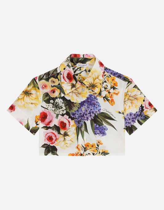 Garden-Print Poplin Shirt