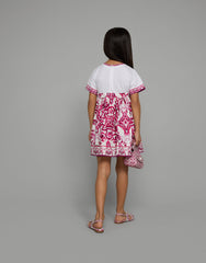 Majolica-Print Poplin And Jersey Dress