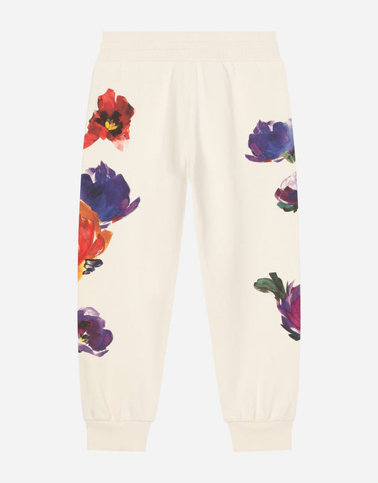 Jersey Jogging Pants With Floral Print