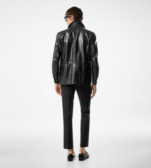 Natural Shine Leather Safari Jacket