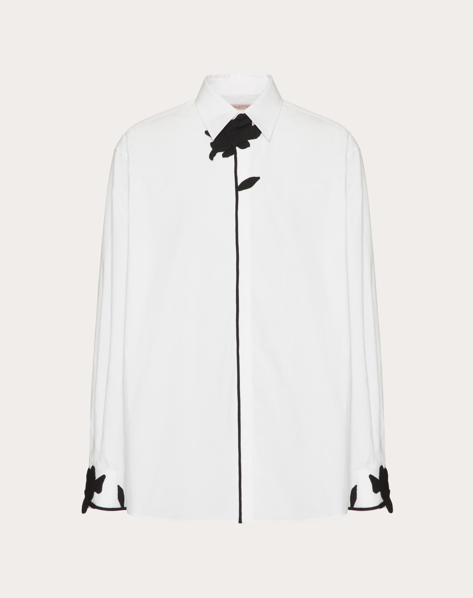 Long-sleeved Shirt In Cotton Poplin With Flower Embroidery