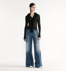 Cardigan with Removable Ruched Collar