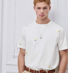 T-Shirt with Daisy Embroidery, Relaxed Fit