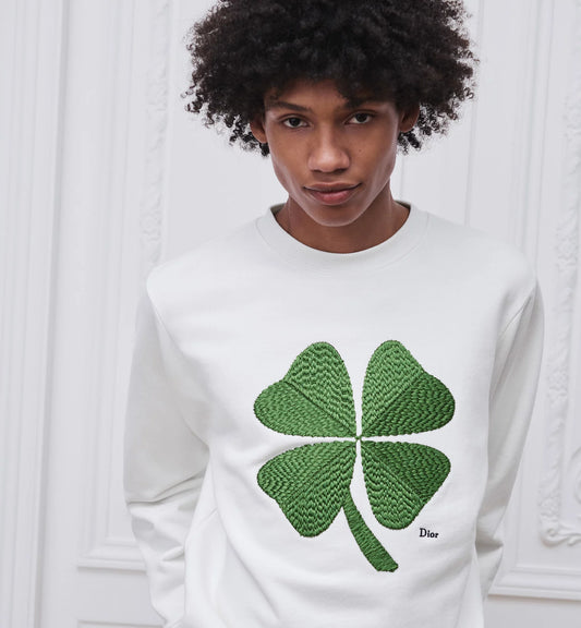 Sweatshirt with Dior Clover Embroidery, Relaxed Fit