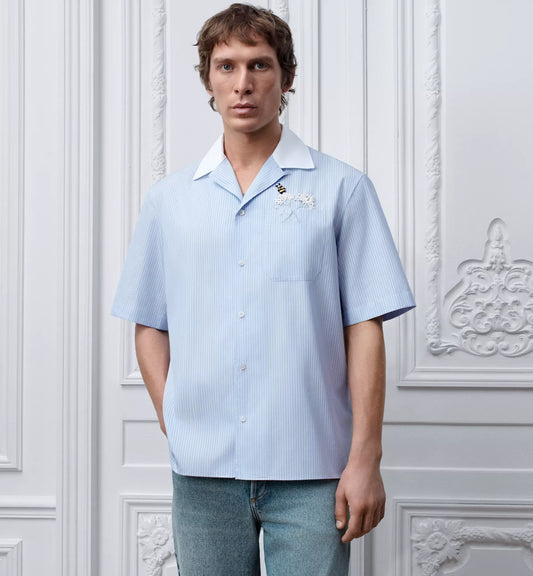 Short-sleeved Shirt With Dior Flower Bee Embroidery