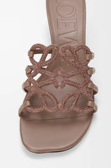 Petal Anagram Slide In Rhinestone-embellished Suede