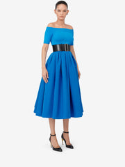 Women's Pleated Midi Skirt in Lapis Blue