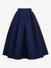 Women's Pleated Midi Skirt in Lapis Blue