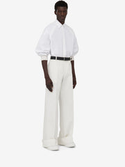 Men's Turn-up Baggy Trousers in Optical White