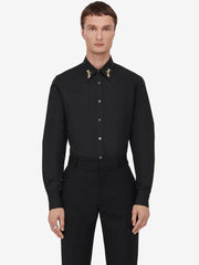 Men's Dragonfly Embroidery Shirt in Black