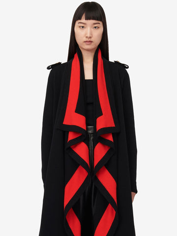 Women's Knitted Outerwear Cardigan in Black/red
