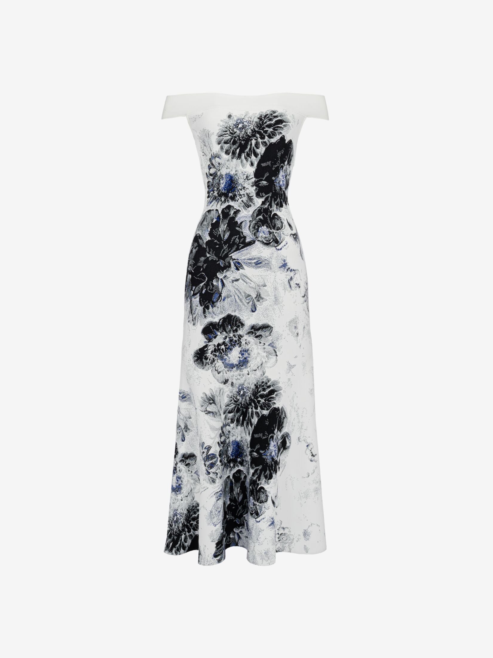 Women's Chiaroscuro Jacquard Dress in White/black/blue