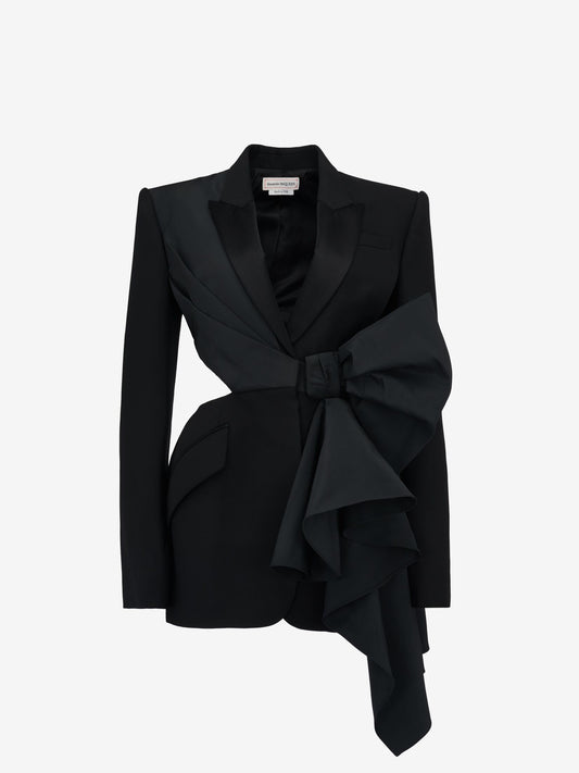 Women's Bow Slashed Jacket in Black