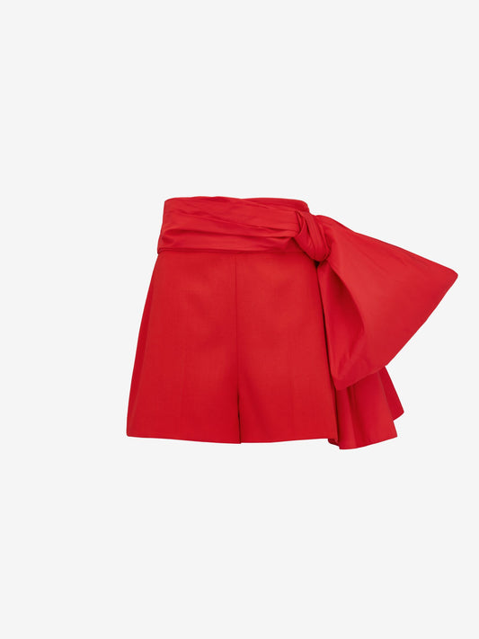 Women's Tailored Bow Shorts in Lust Red