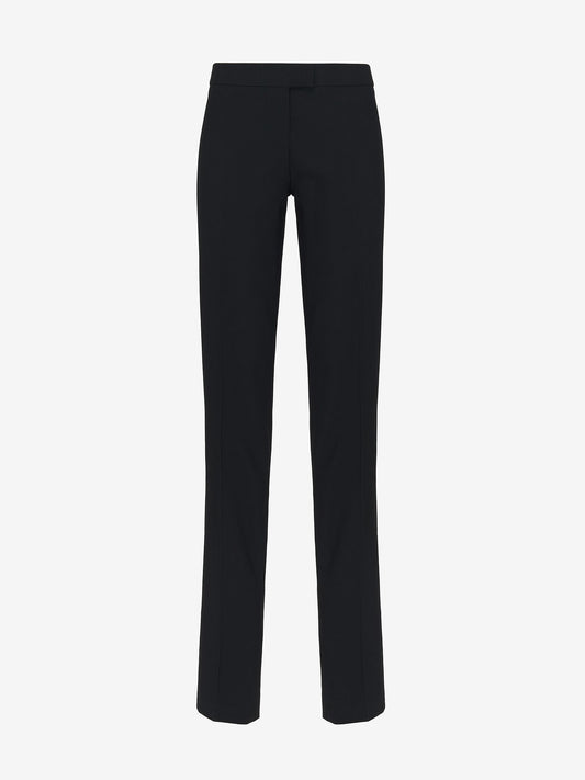 Women's Low-waisted Straight Leg Trousers in Black