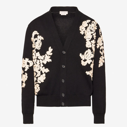 Men's Floral Embroidery Cardigan