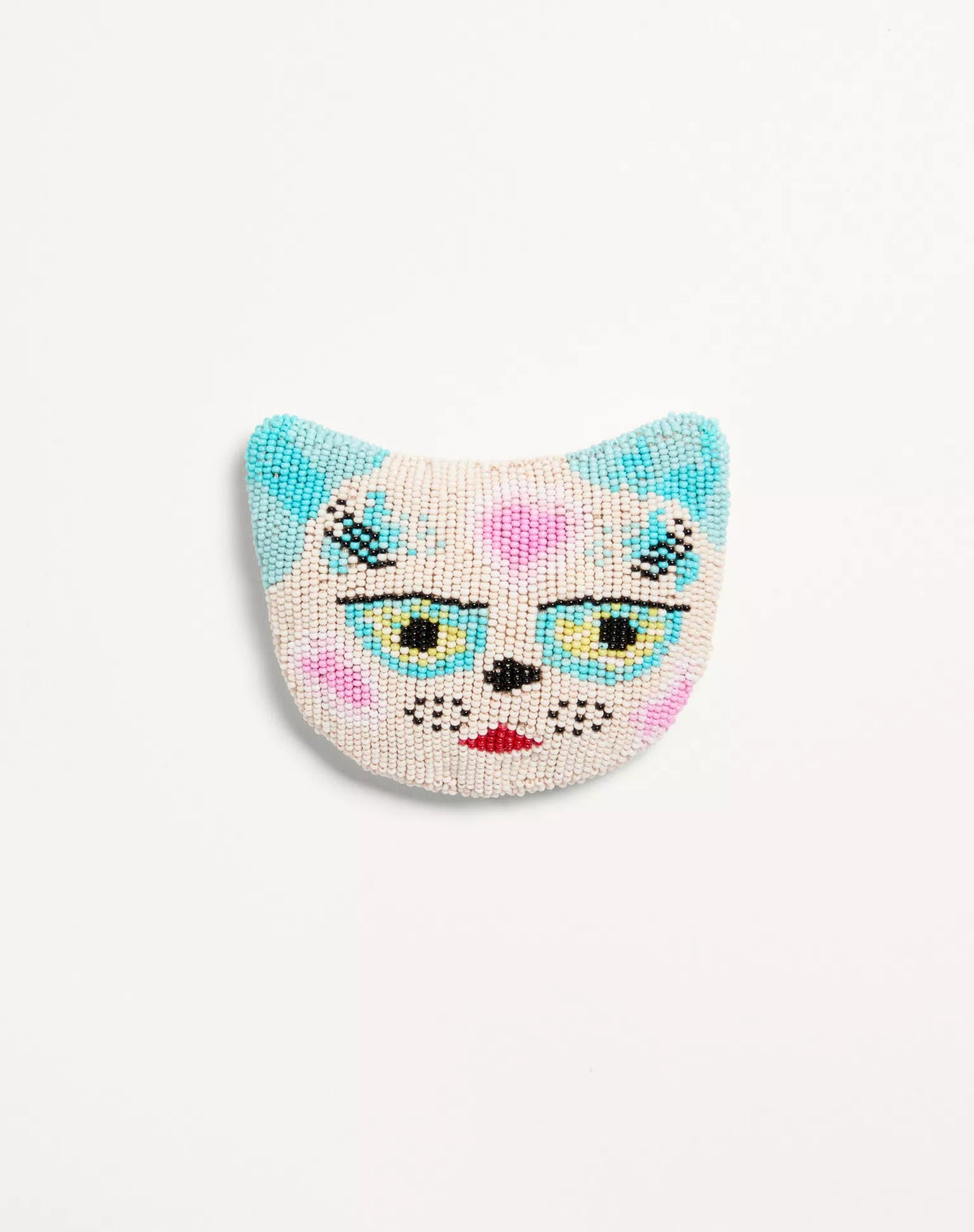 Le Chat De La Maison Brooch In Jacquard Fabric With Resin Bead Embroidery