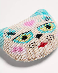 Le Chat De La Maison Brooch In Jacquard Fabric With Resin Bead Embroidery