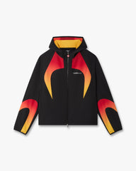 Black & Orange Gradient Zip‑up Hooded Jacket