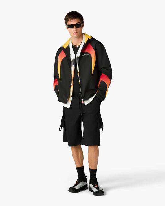 Black & Orange Gradient Zip‑up Hooded Jacket