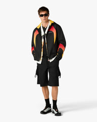 Black & Orange Gradient Zip‑up Hooded Jacket
