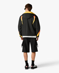 Black & Orange Gradient Zip‑up Hooded Jacket